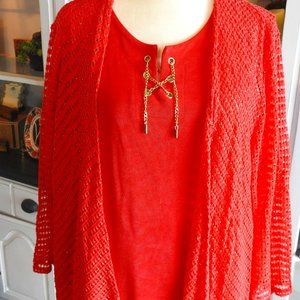 Chico's dark coral two piece tunic set